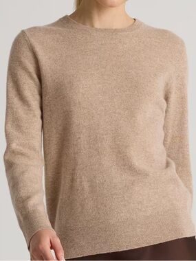 Quince Women’s Mongolian Cashmere Crewneck Sweater Oatmeal Small S Flawed
